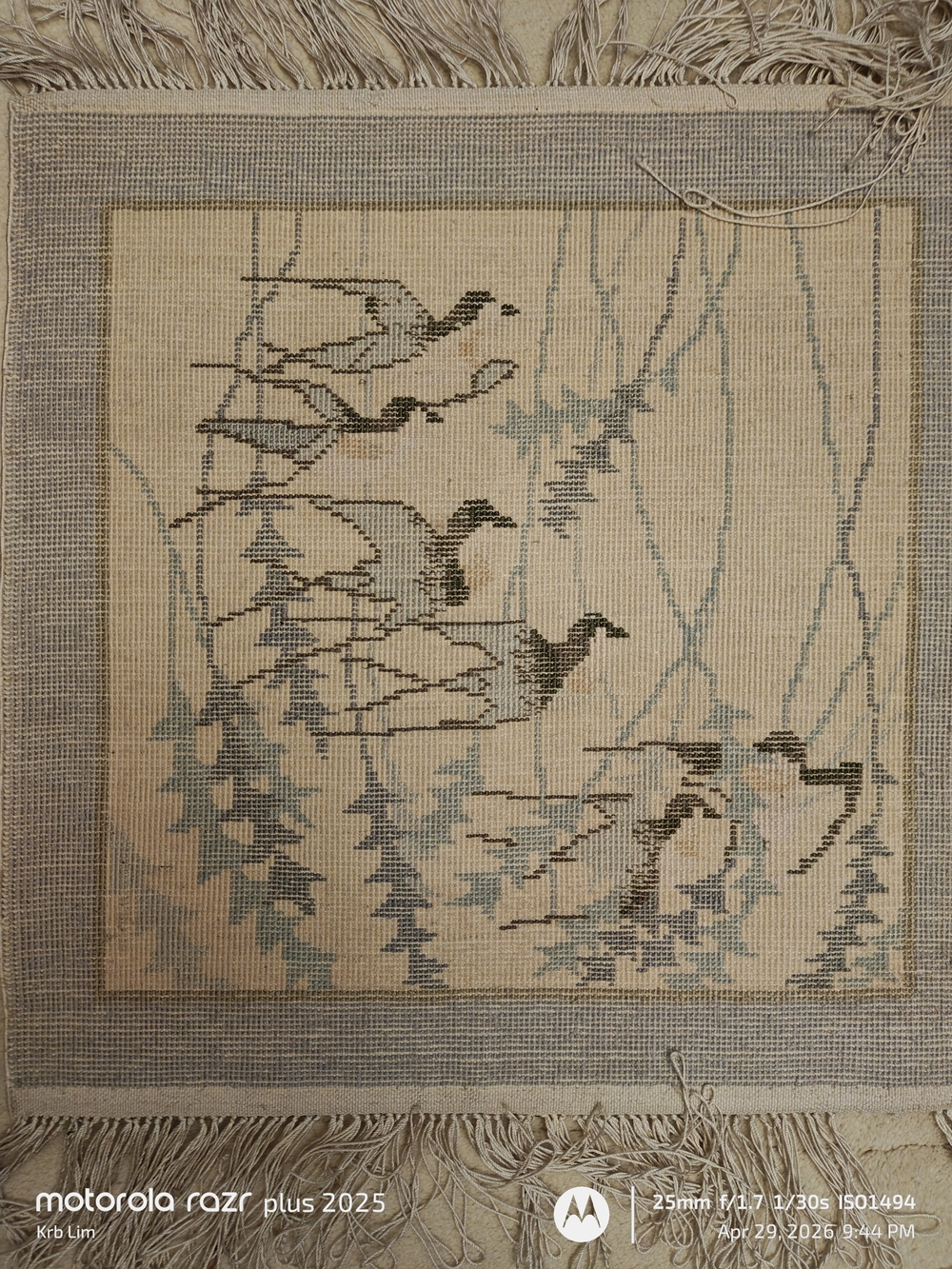 Chinese Crane Art Deco Rug - Picture 2 of 6